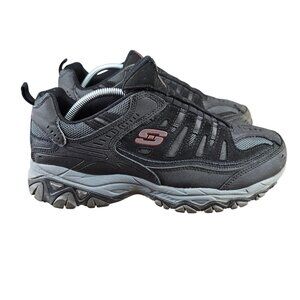 Skechers Mens Size 10 Athletic Sneakers Shoes Black Mesh & Leather Upper‎